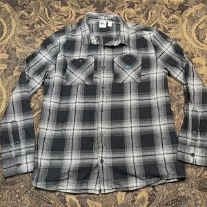 Quicksilver Men's Multicolor Black Plaid Long Sleeve Flannel Shirt Size Large